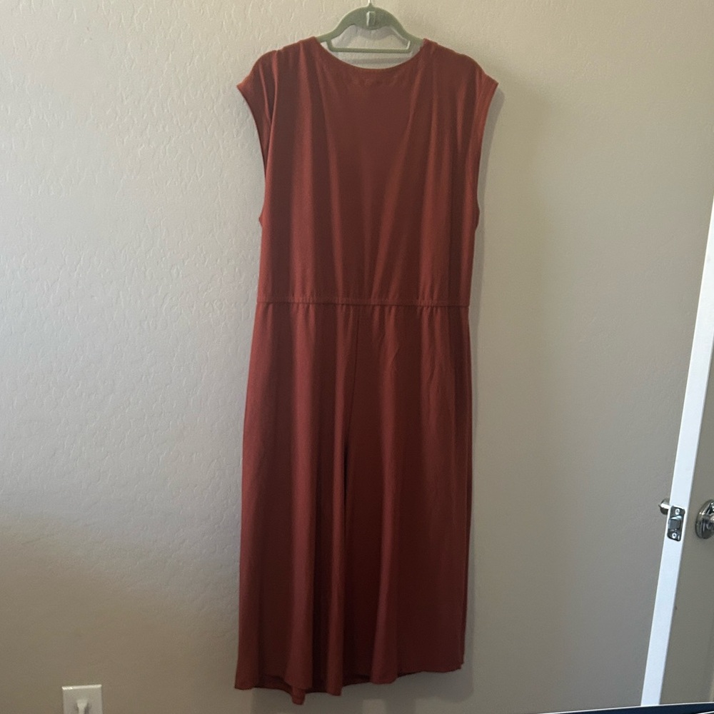 Eileen Fisher Sleeveless Wrap Jumpsuit in Warm Brown - Picture 3 of 5
